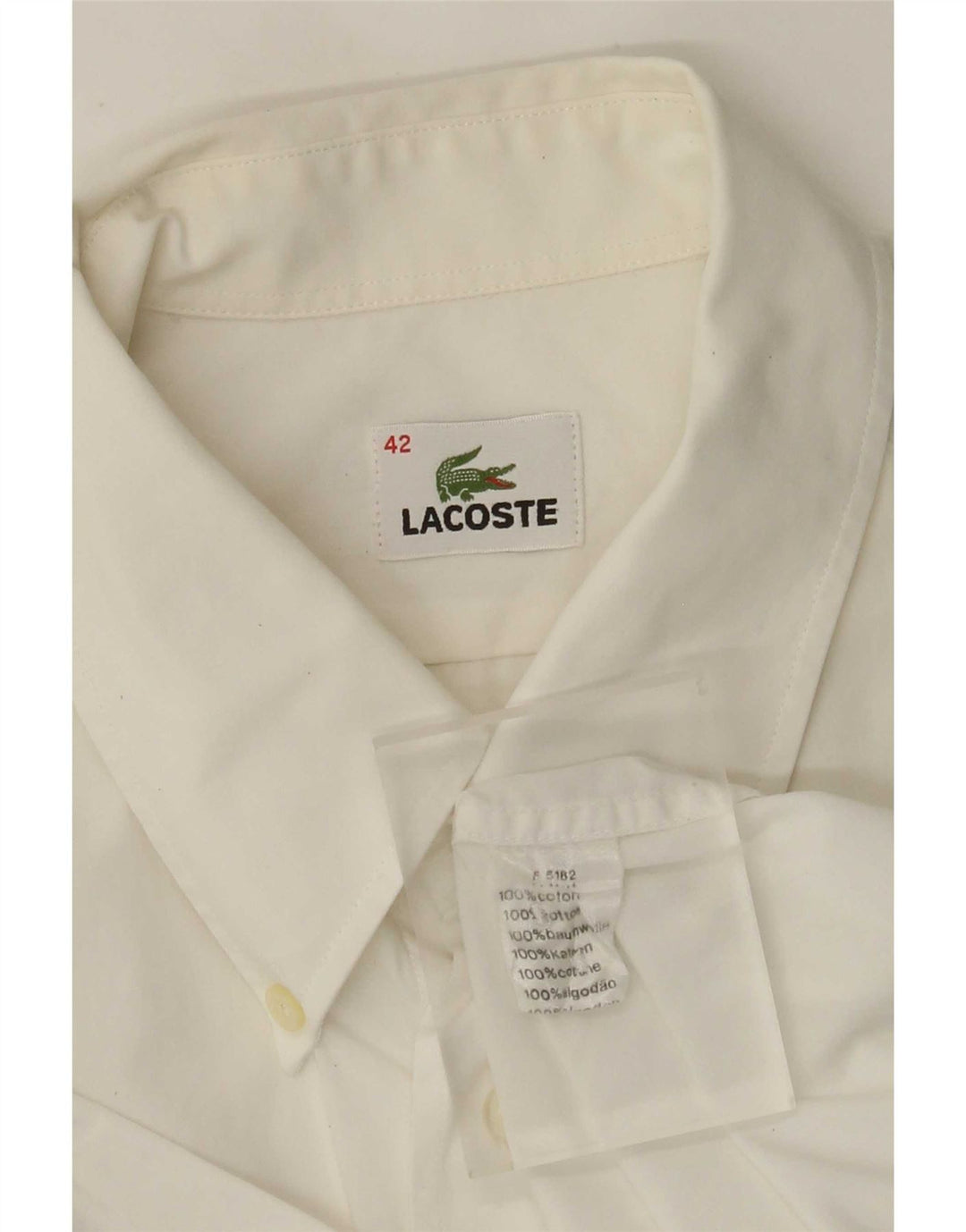 Lacoste Herren-Kurzarmhemd, Größe 42, große weiße Baumwolle