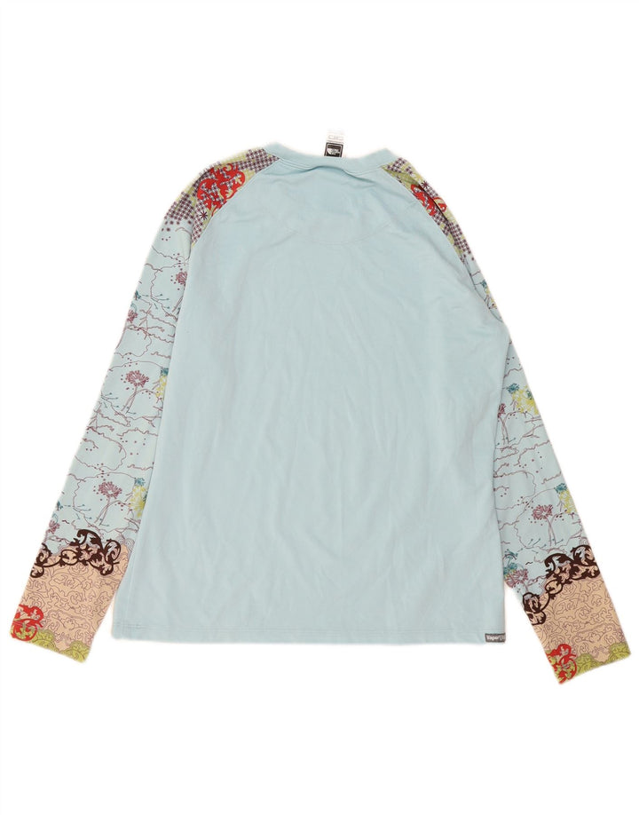 The North Face Womens Graphic Top Langarm UK 14 Mittelblaues Polyester