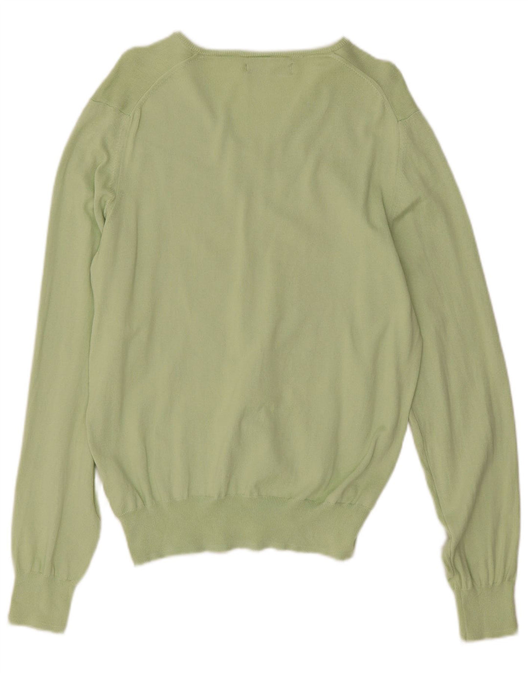 Zara Herren-Pullover mit V-Ausschnitt aus mittelgrüner Baumwolle