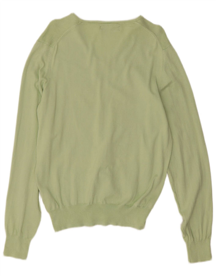 Zara Herren-Pullover mit V-Ausschnitt aus mittelgrüner Baumwolle