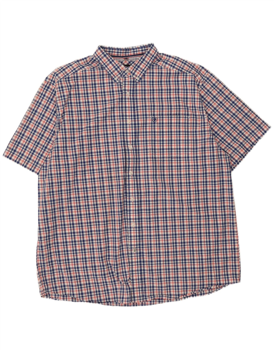 ARIAT Mens Big & Tall Short Sleeve Shirt 2XL Blue Check Cotton