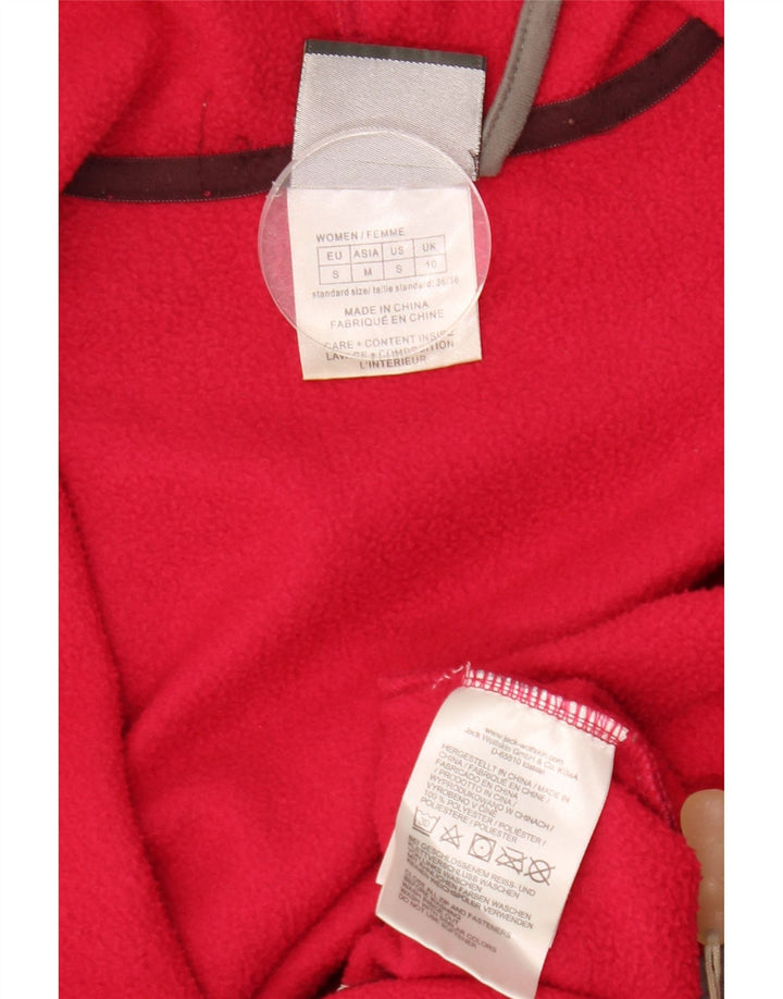 JACK WOLFSKIN Damen Fleecejacke mit grafischer Kapuze, Gr. 10, Rot