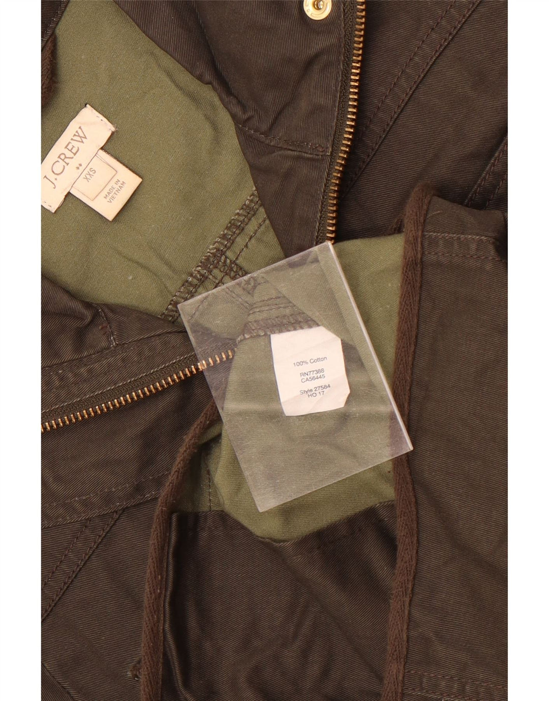 J. Crew Damen Utility-Jacke UK 2 2XS Khaki Baumwolle