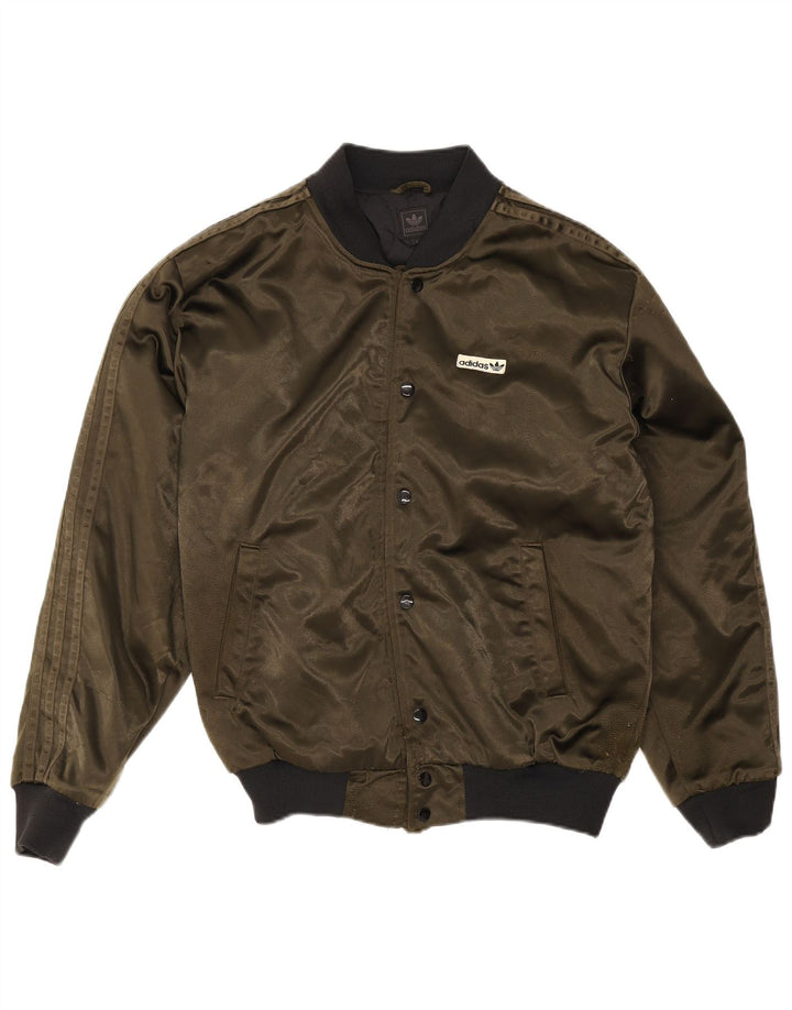 Adidas Herren Varsity Jacke UK 36 Small Khaki Polyamid