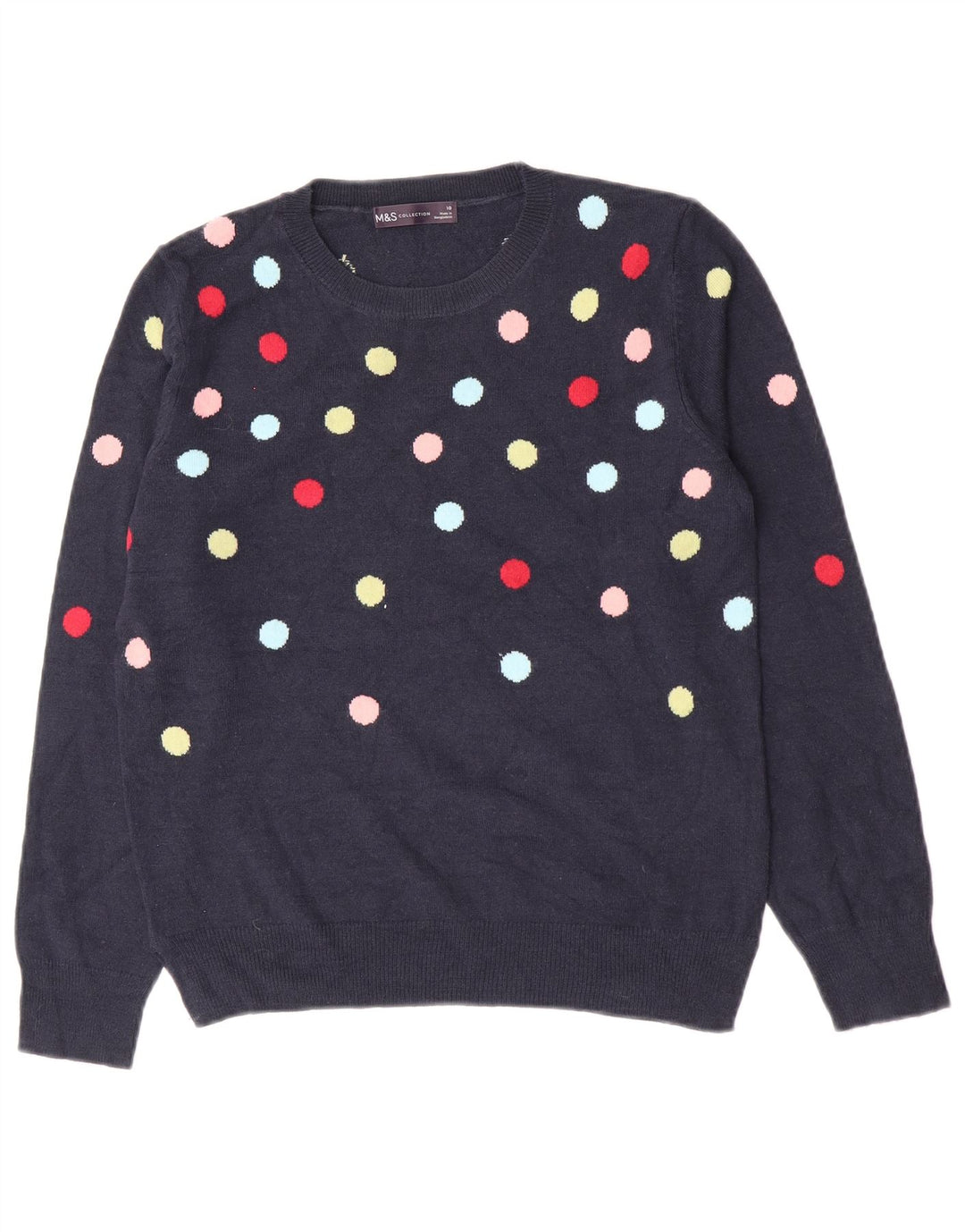 Marks & Spencer Damen-Pullover mit Rundhalsausschnitt, Gr. 10, Marineblau