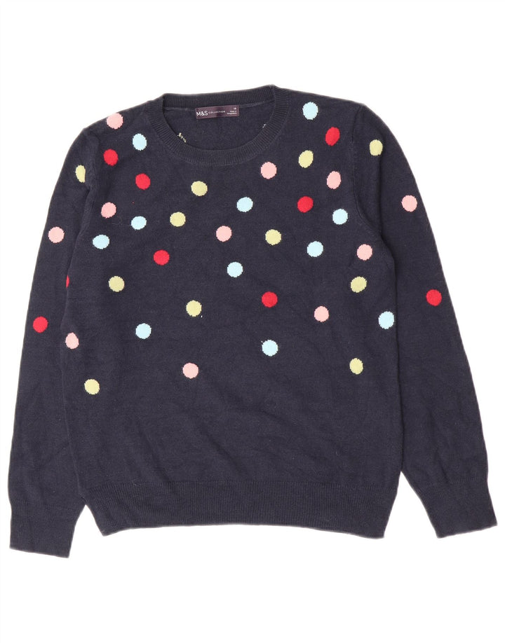 Marks & Spencer Damen-Pullover mit Rundhalsausschnitt, Gr. 10, Marineblau