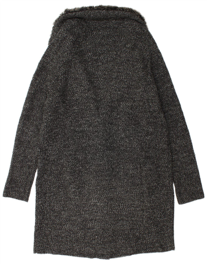 Zara Damen Übergroßer Strickmantel UK 10 Small Schwarz geflecktes Acryl