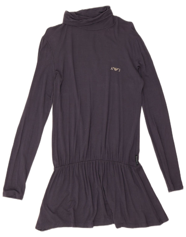 Armani Jeans Damen Langarmkleid mit tiefer Taille EU 42 Large Marineblau