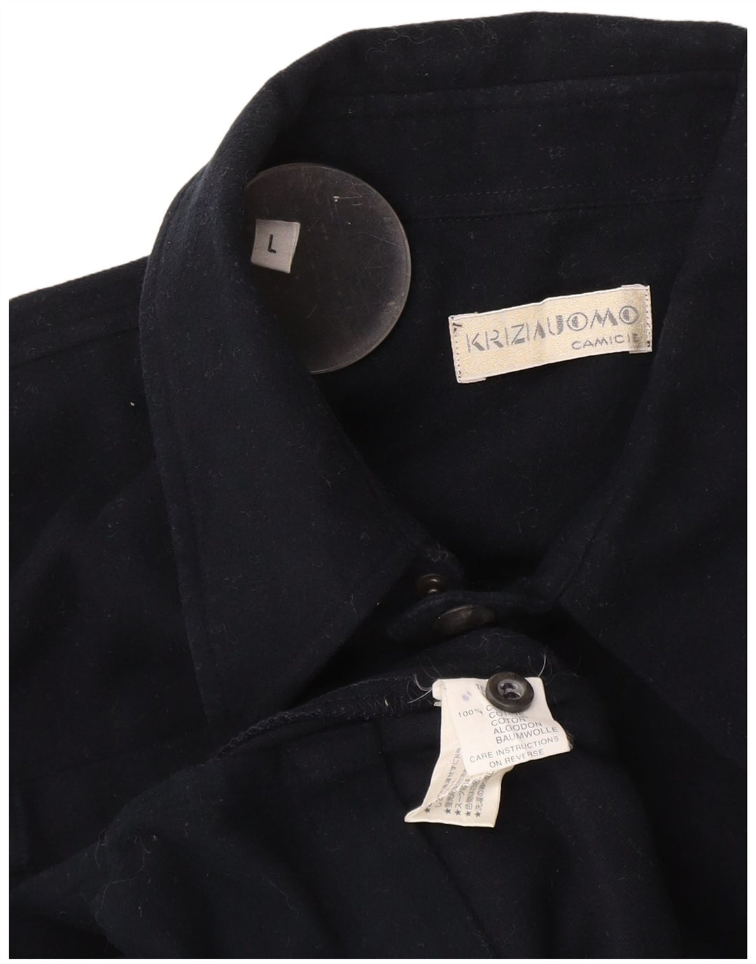 Krizia Herren-Utility-Jacke UK 40 Large Marineblaue Baumwolle