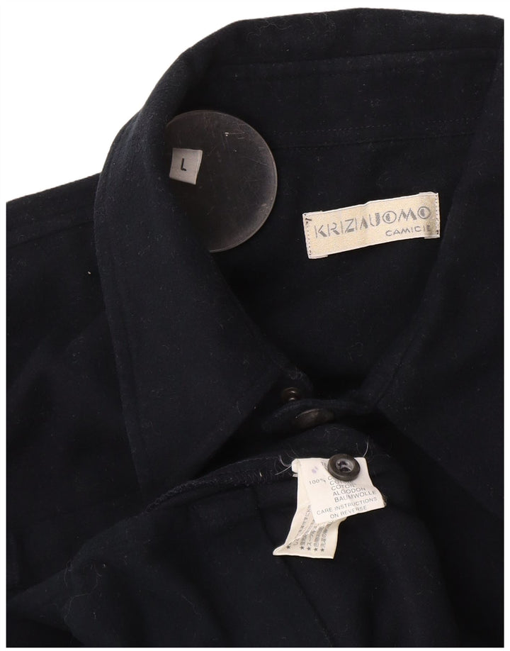 Krizia Herren-Utility-Jacke UK 40 Large Marineblaue Baumwolle