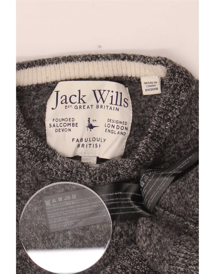 Jack Wills Damen-Pullover mit Rundhalsausschnitt, Gr. 12, Mittelgrau meliert
