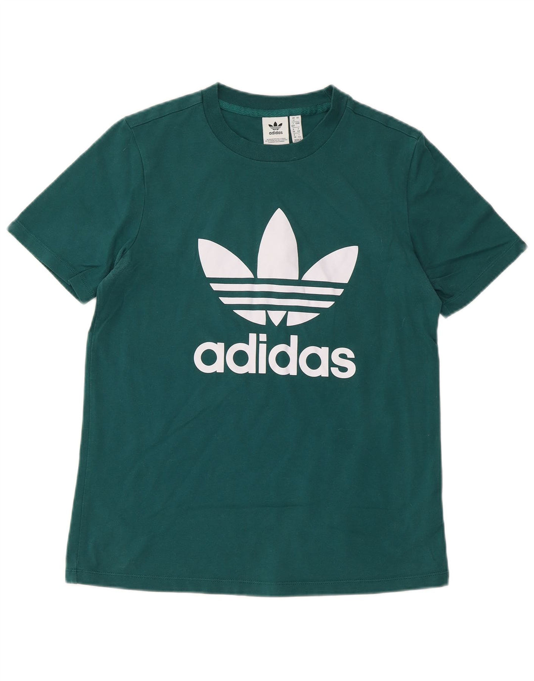 ADIDAS Damen Grafik T-Shirt Top UK 12 Mittelgrüne Baumwolle