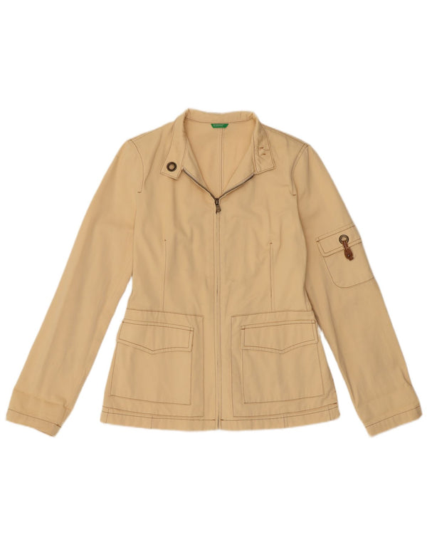 BENETTON Damen Utility-Jacke IT 42 Mittelbeige Baumwolle