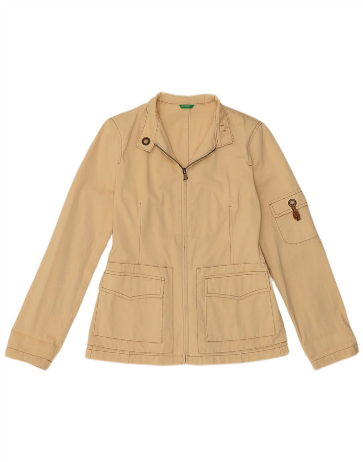 BENETTON Damen Utility-Jacke IT 42 Mittelbeige Baumwolle