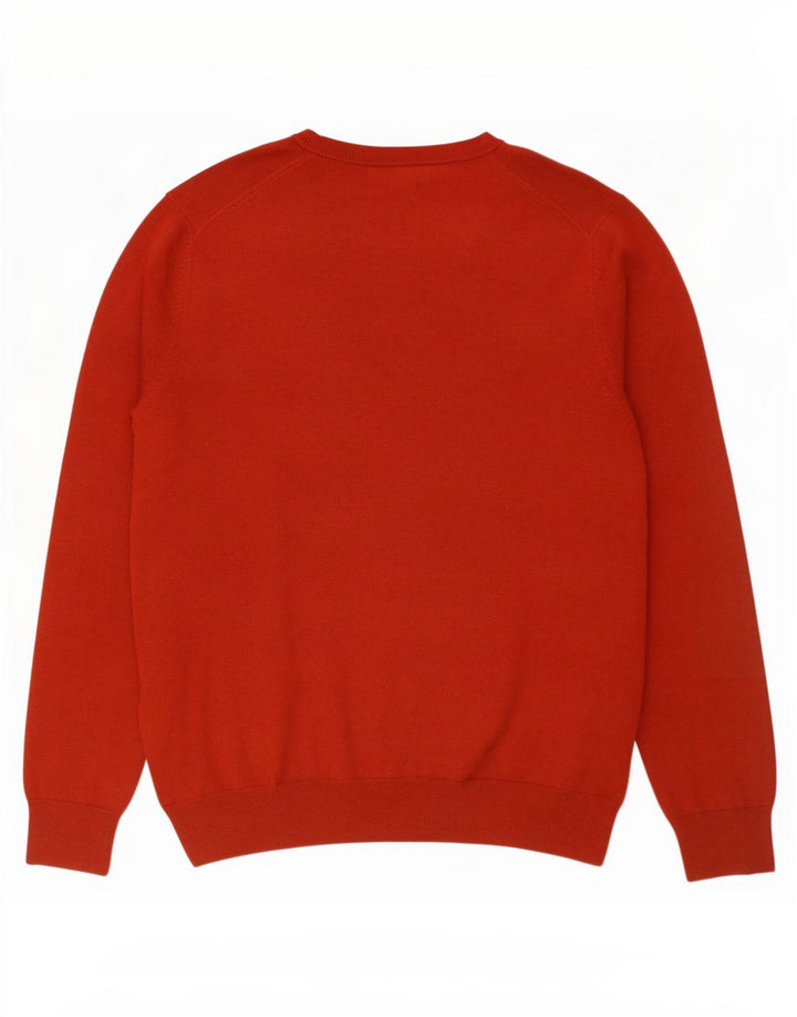 Marks & Spencer Herren-Pullover mit V-Ausschnitt, XL, rote Baumwolle