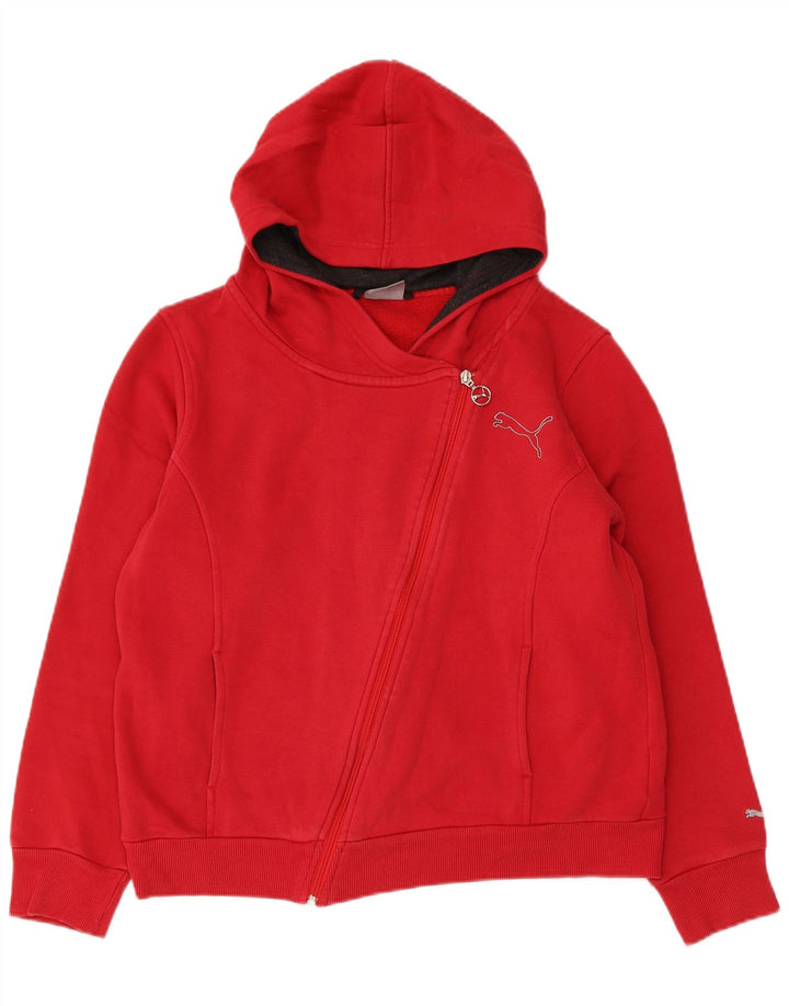 PUMA Damen Zip Hoodie Pullover UK 16 Große rote Baumwolle