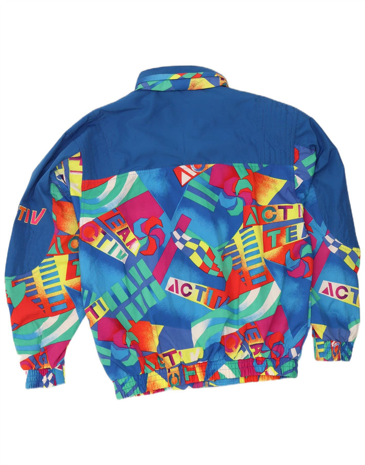 Active Herren-Bomberjacke mit grafischer Kapuze, Größe 40, groß, Blau, Farbblock