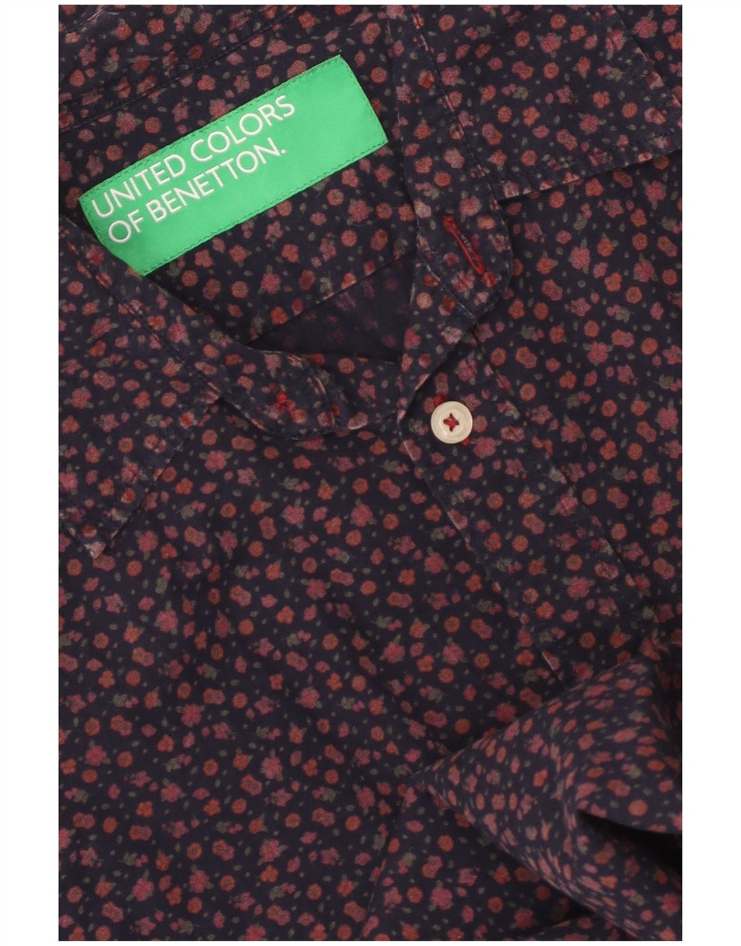BENETTON Herrenhemd Medium Marineblau mit Blumenmuster