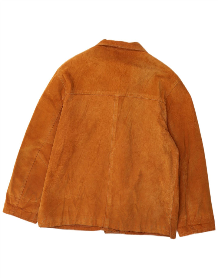 VINTAGE Damen Wildlederjacke UK 14 Mittelbraunes Leder