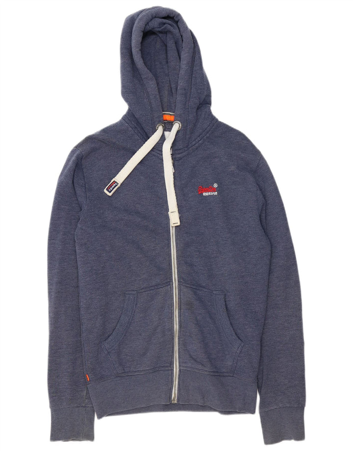 Superdry Herren-Kapuzenpullover mit Reißverschluss, mittelmarineblaue Baumwolle