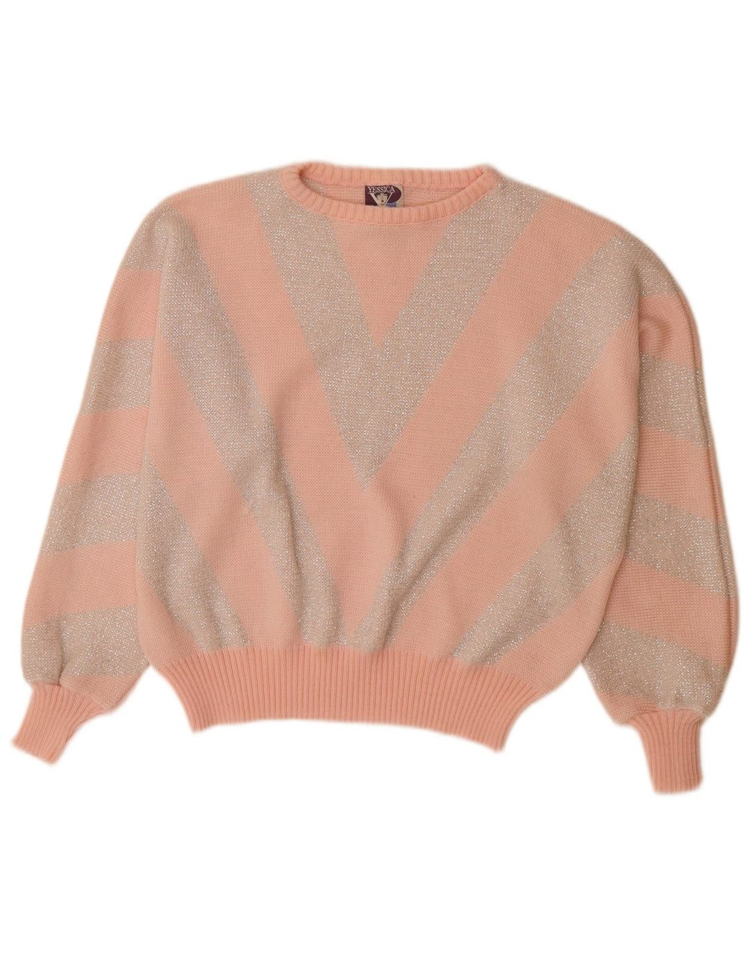 YESSICA Damen-Pullover mit U-Boot-Ausschnitt, EU 44, XL, rosa Chevron-Acryl