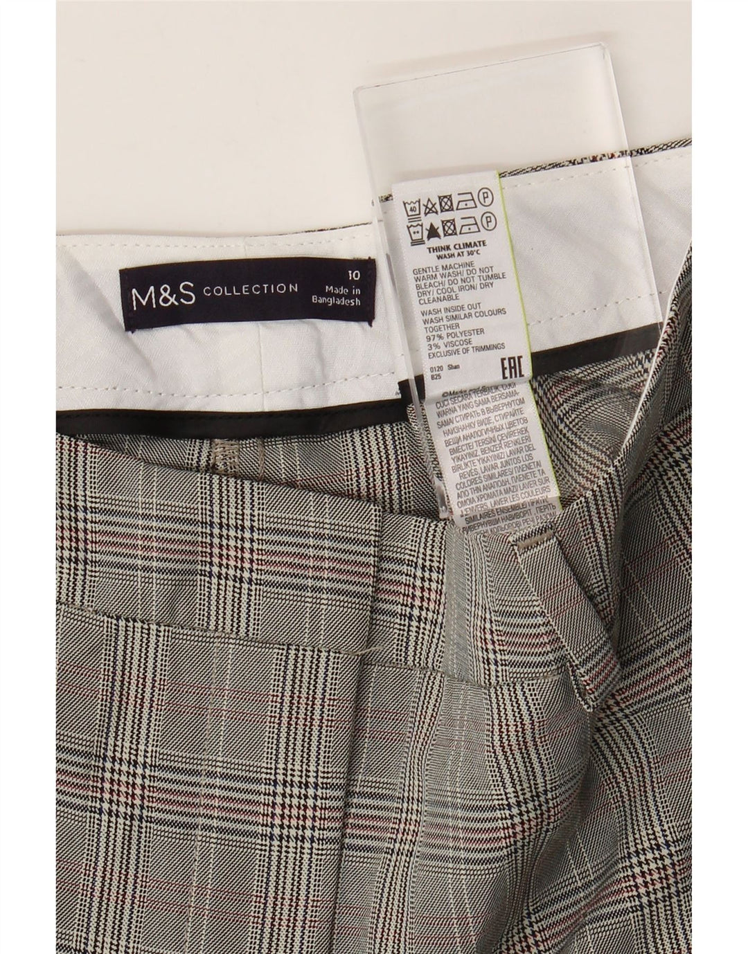 Marks & Spencer Damen Freizeithose UK 10 Small W30 L30 Grauer Hahnentritt