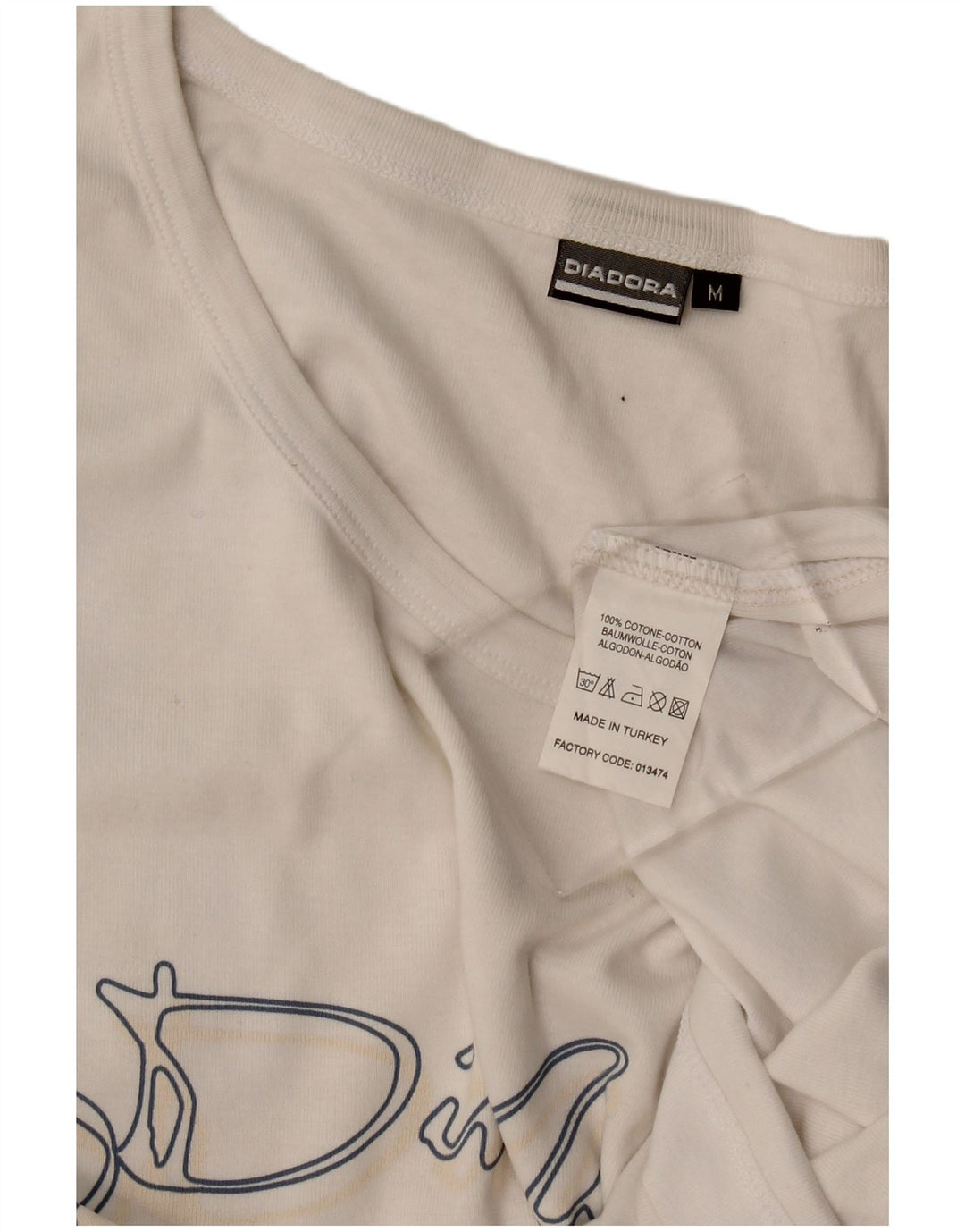 Diadora Damen Grafik-Trägershirt UK 12 Mittelweiße Baumwolle