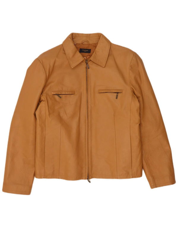 Montereggi Damen Lederjacke UK 14 Large Beige Leder
