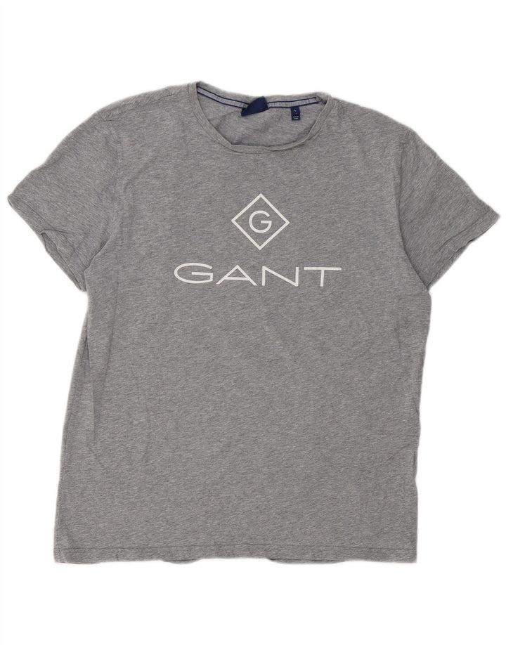 Gant Herren-T-Shirt mit Grafik, Größe L, aus grauer Baumwolle