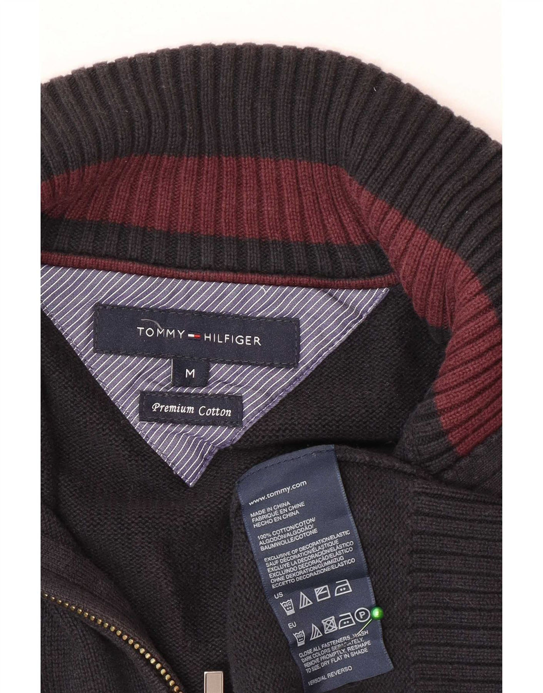 Tommy Hilfiger Herren-Pullover mit Reißverschluss am Hals, mittlere marineblaue Baumwolle
