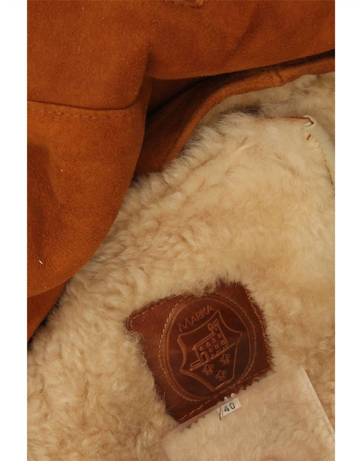 Marika Herren-Sherpa-Wildlederjacke mit Kapuze, Größe 40, Braun