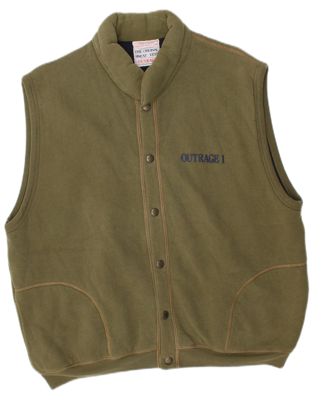 Outrage Herren-Gilet mit Grafik, UK 40, Größe L, Khaki