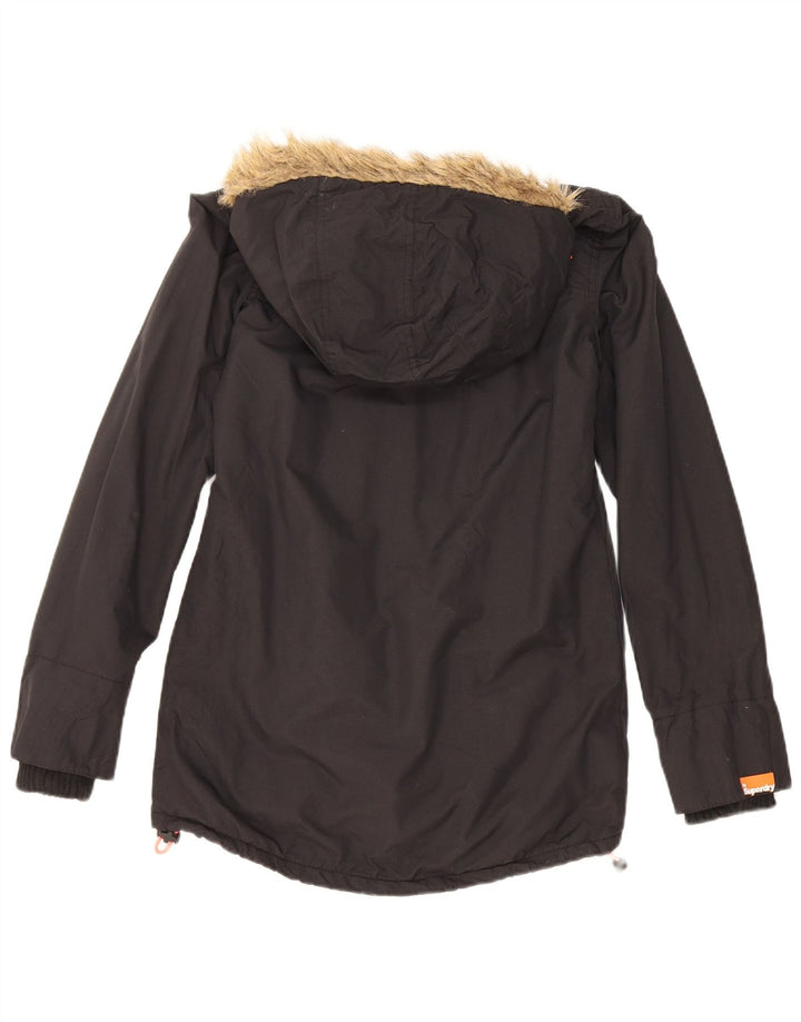 Superdry Damen-Parka mit Kapuze, UK 6, XS, Schwarz, Polyester