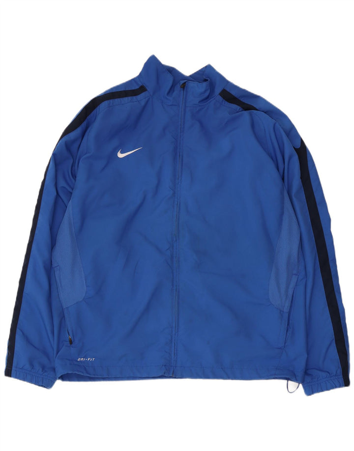 Nike Herren-Trainingsanzugoberteil, Jacke, XL, Blau, Farbblock, Polyester, Sport