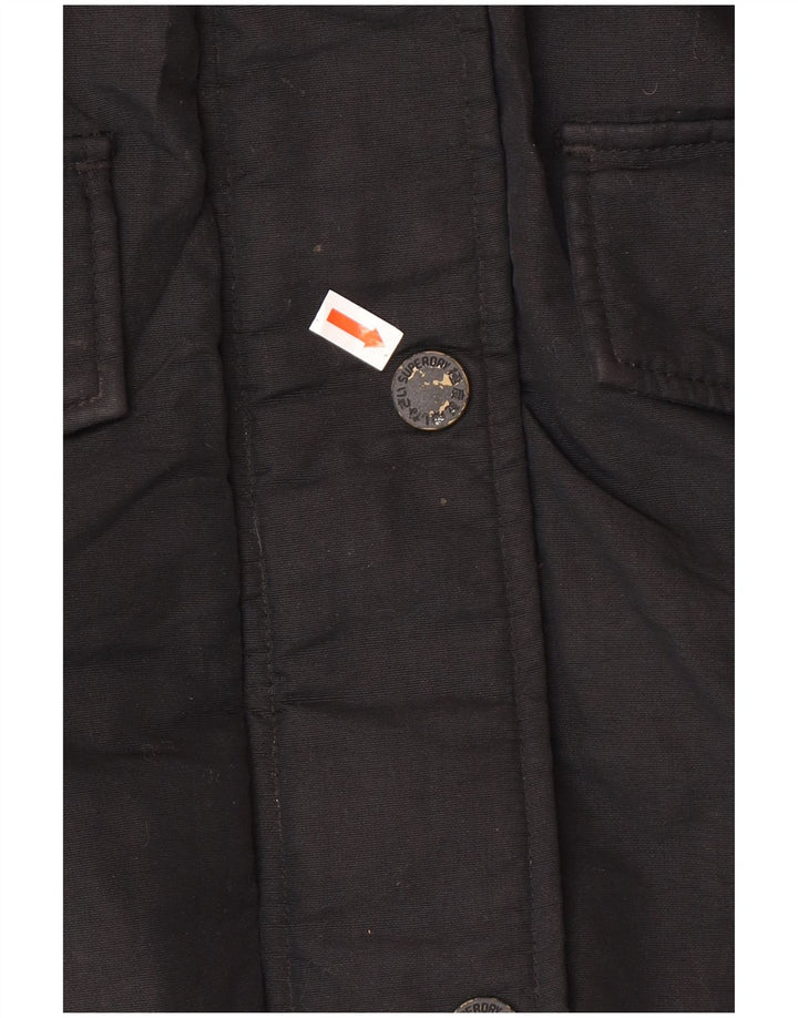 Superdry Damen Parka Jacke UK 12 Medium Schwarz Winter