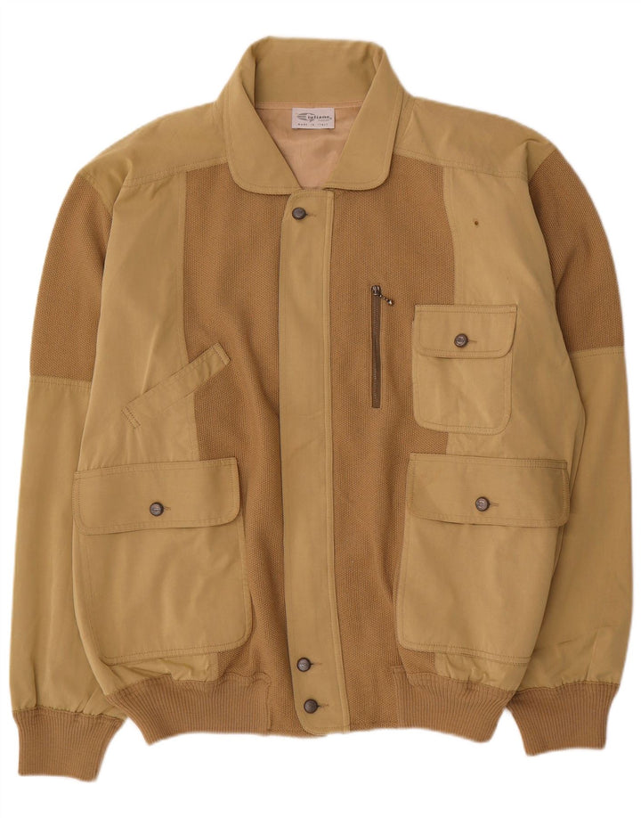Vintage Herren Bomberjacke IT 52 XL Beige Farbblock