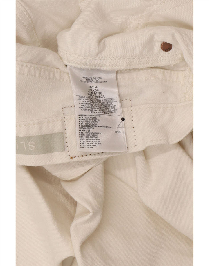 Gap Herren Slim Jeans W32 L34 Weiße Baumwolle