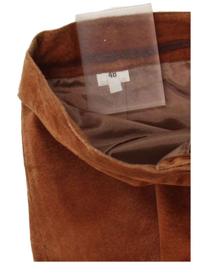 Vintage Damen Wildleder Bleistiftrock W28 Mittelbraunes Leder