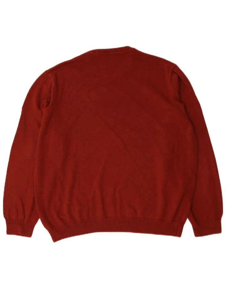 Marks & Spencer Herren-Pullover mit Rundhalsausschnitt, 2XL, rote Baumwolle