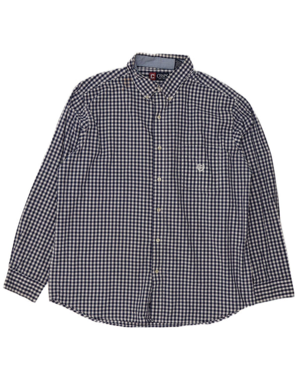 Chaps Herren-Hemd, pflegeleicht, XL, Marineblau, Gingham-Baumwolle