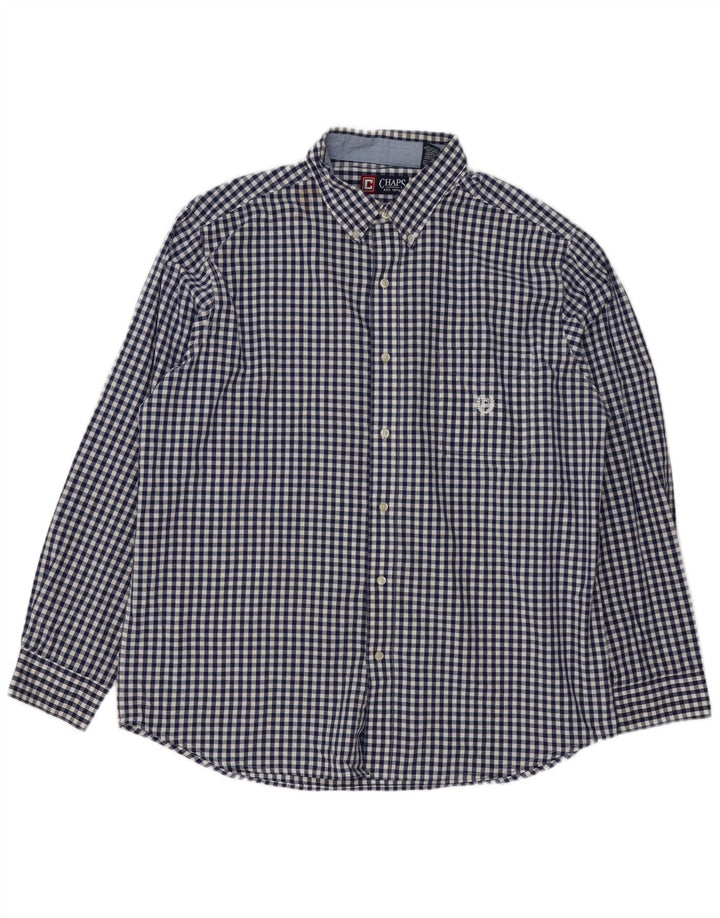 Chaps Herren-Hemd, pflegeleicht, XL, Marineblau, Gingham-Baumwolle