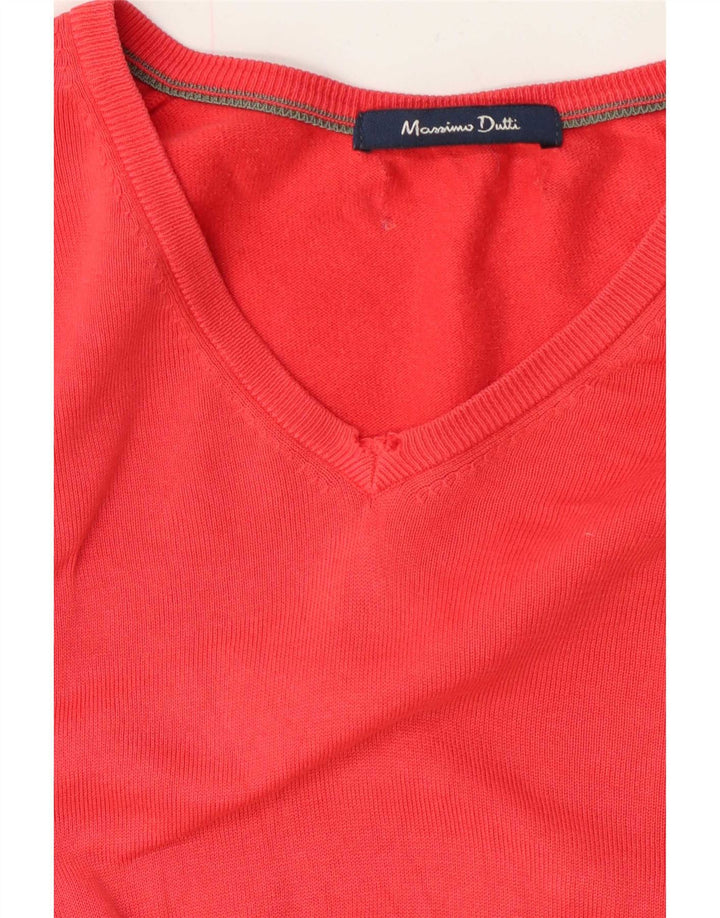 Massimo Dutti Herren-Pullover mit V-Ausschnitt, Größe L, Rot