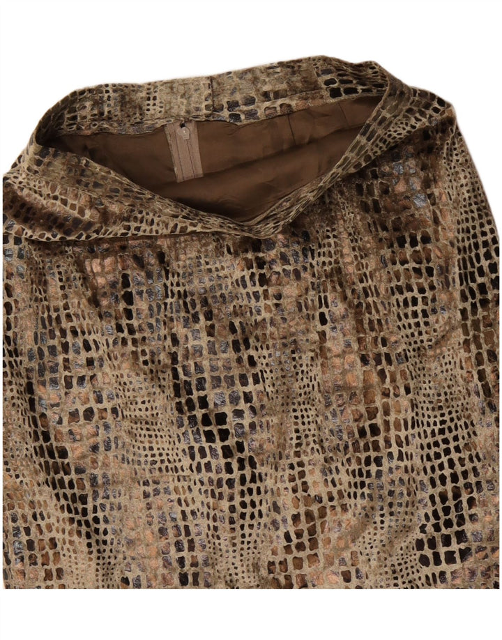 Vintage Damen Bleistiftrock W26 Kleiner Beige Tierdruck