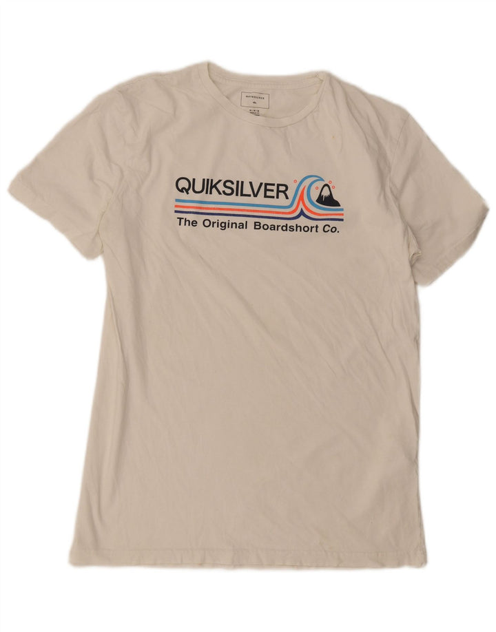 Quiksilver Herren-T-Shirt mit normaler Passform, mittelweißer Baumwolle, mit Grafik