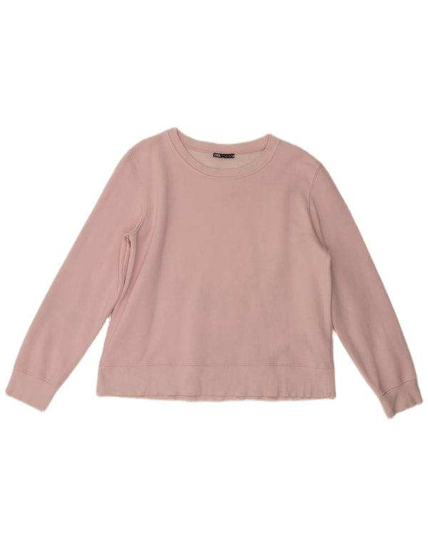 Zara Damen Sweatshirt Pullover UK 18 XL Rosa Baumwolle