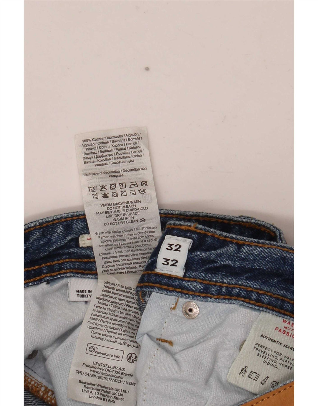 Jack & Jones Herren Straight Jeans W32 L32 Blaue Baumwolle