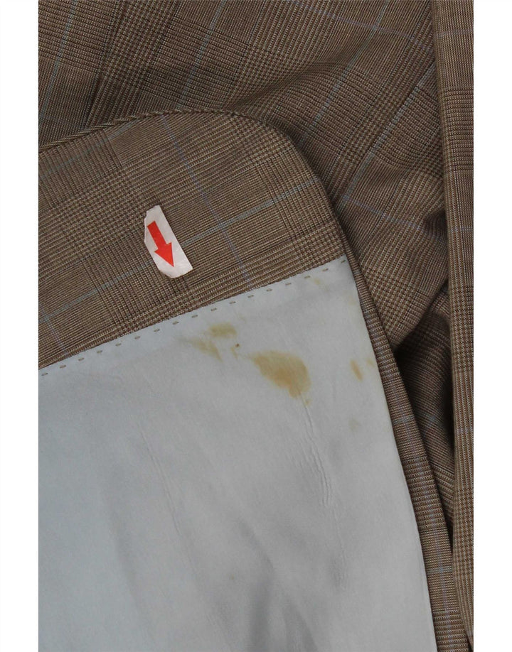 Hugo Boss Herren-Blazer mit 2 Knöpfen, EU 48, mittelbraun, karierte Schurwolle