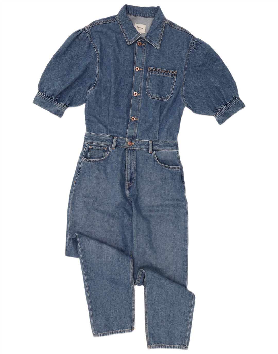 PEPE Jeans Damen Denim-Overall UK 12 Mittelblaue Baumwolle