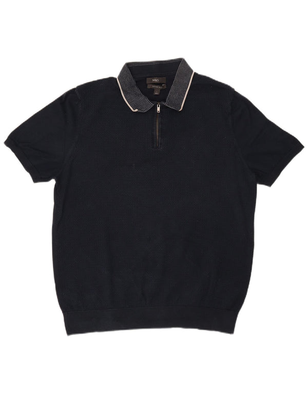 Marks & Spencer Herren-Poloshirt, große marineblaue Baumwolle