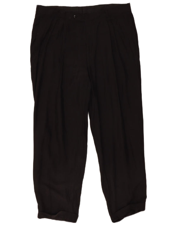 Hugo Boss Herren-Anzughose mit Pegged-Anzug, EU 56, 3XL, W40, L31, schwarze Seide, klassisch